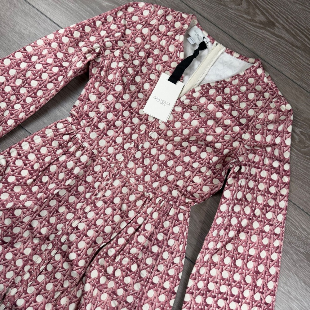 Giambattista Valli Womens Mini Dress Cane Print Rose Ivory 38 US 2